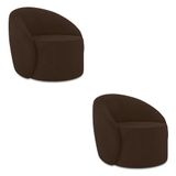 Poltrona Decorativa Orgânica Kit 2 Lua Suede Marrom D03 - D&#39;rossi