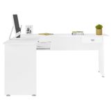 Mesa Escrivaninha De Canto 1 Gaveta 150x165 Cm Branco Arly