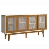 Balcao Buffet Detroit 4 Portas Correr 164 Cm Off White Nature Tebar