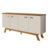 Balcao Buffet Atlanta 4 Portas 164 Cm Off White Nature Tebar