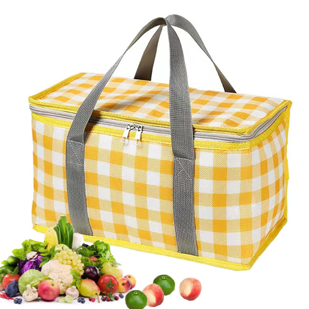 Saco Isolado Para Piquenique Reutilizável Para Alimentos, Saco Térmico De Praia, 24l, Amarelo
