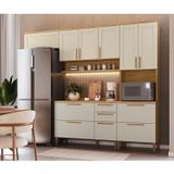 Cozinha Completa Modulada 4 Peças 186,7cm 100% Mdf Estônia Espresso Móveis Amêndoa/off White