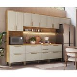 Cozinha Completa Modulada 6 Peças 187,5cm 100% Mdf Estônia Espresso Móveis Amêndoa/off White