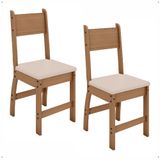 Jogo 2 Cadeiras Para Mesa De Jantar Milano Mdf Assento Estofado Espuma D11 Pés Retrô Cozinha Moderna Carvalho/savana