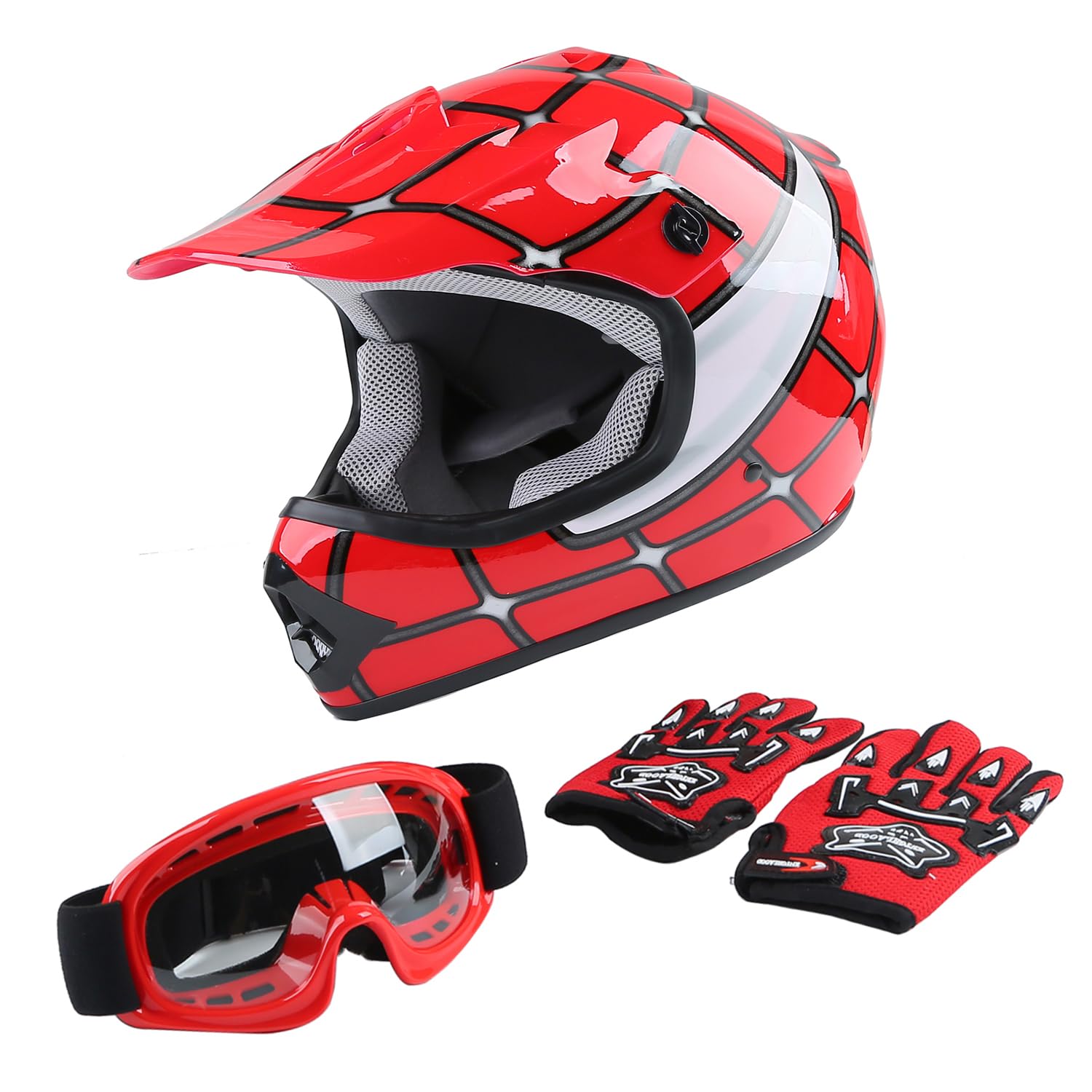 Capacete Tct-motorparts Dot Youth Red Spider Full Face M