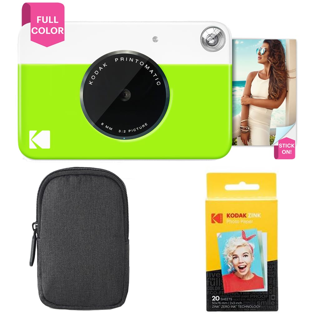 Câmera De Impressão Instantânea Kodak Printomatic Com Estojo E Papel Verde