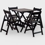 Conjunto De Mesa 70x70 E 04 Cadeiras Dobráveis Cor Preta