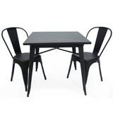 Mesa Tolix 80cm + 2 Cadeiras ? Conjunto Industrial E Moderno Preto