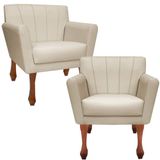 Kit Poltronas Decorativa Clinicas Iza Retro Dritex Sintetico Bege