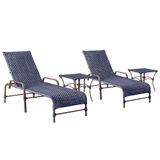2 Espreguiçadeiras Catar 2 Mesas Garden Corda Náutica Trama Azul