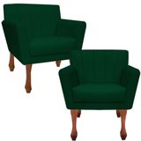 Kit Poltronas Decorativa Clinicas Iza Retro Dritex Suede Verde