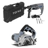 Martelete Perfurador Rompedor Tre0002 Com Maleta E Acessórios E Serra Mármore Profissional Torkz Tre0017 220 Volts