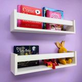 Prateleira Marrom Ripa Verde Parede 55cm Mdf Livros Infantis