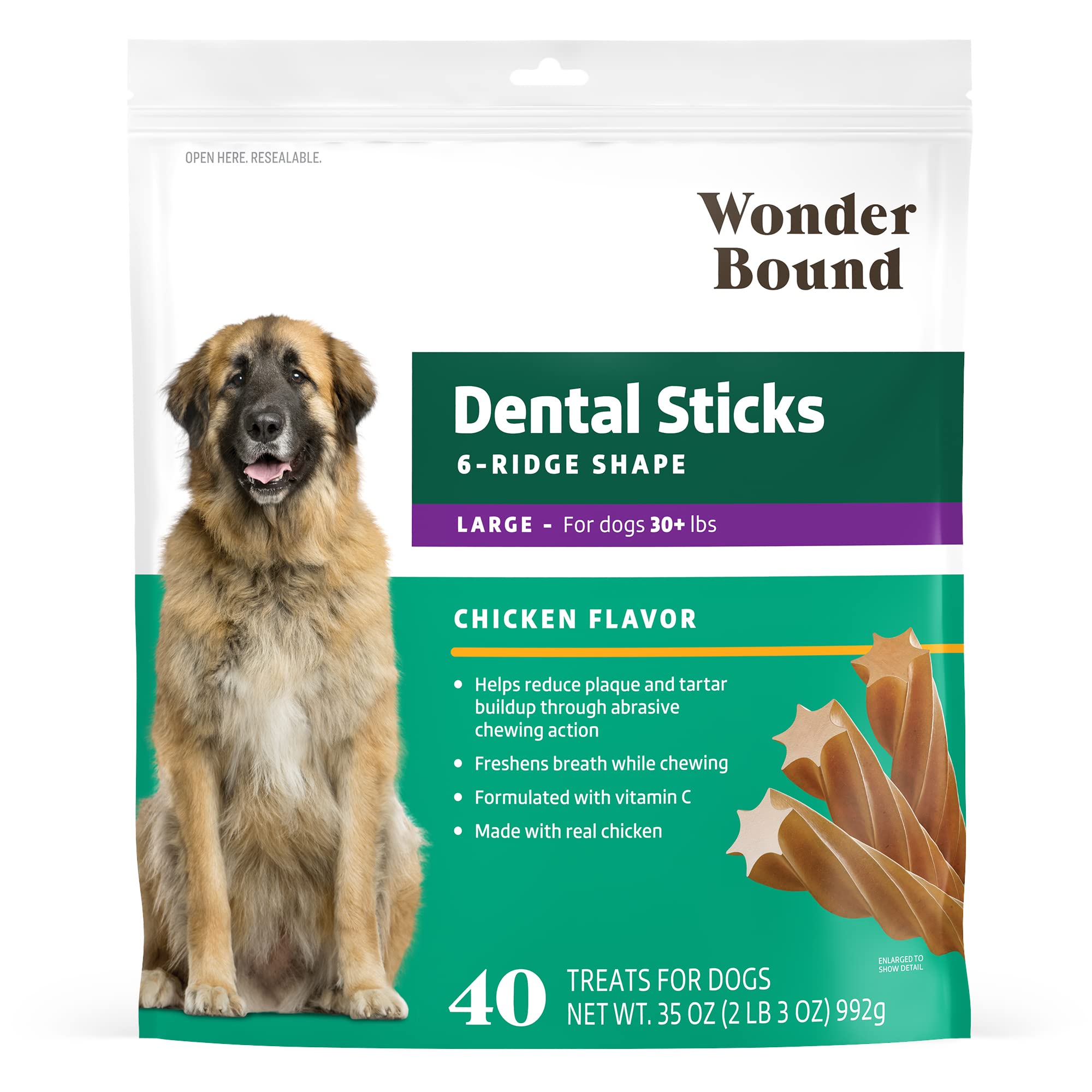 Dental Sticks Wonder Bound Chicken Flavor Para Cães Grandes Com Mais De 30 Libras