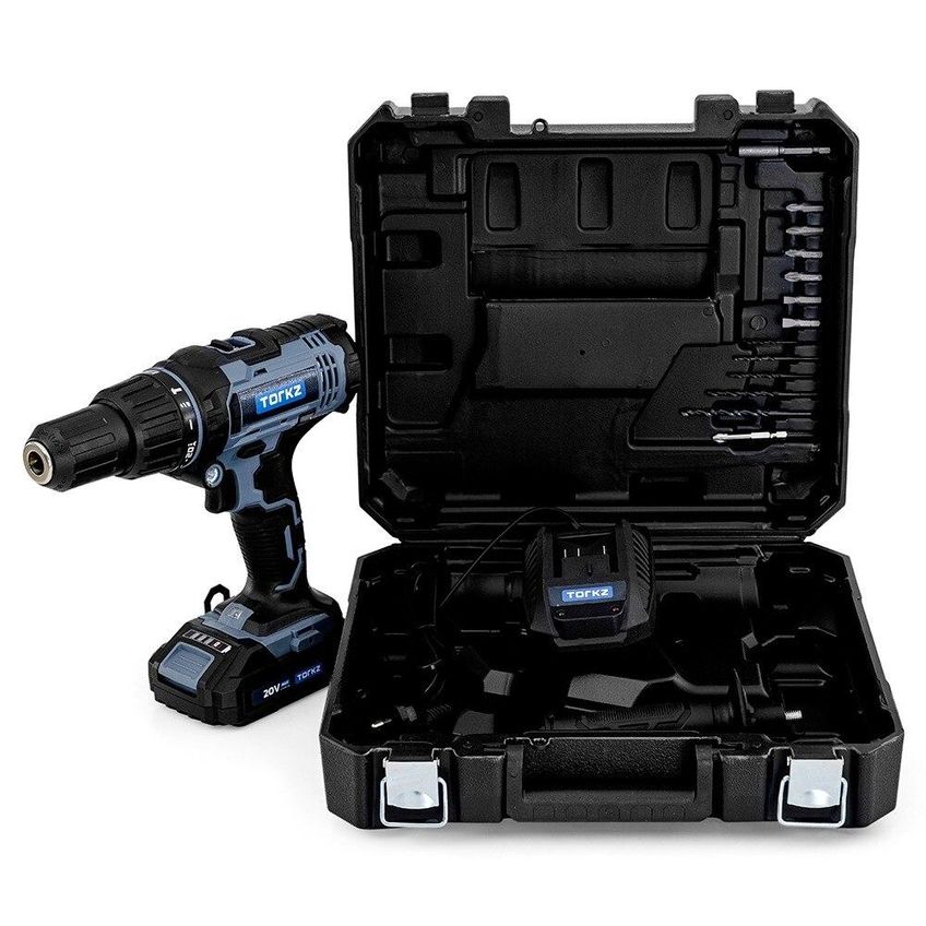 Furadeira Parafusadeira Profissional Trb0012 20 Volts E Jogo De Bits E Brocas Torkz Trk0007, 128 Peças - imagem 3