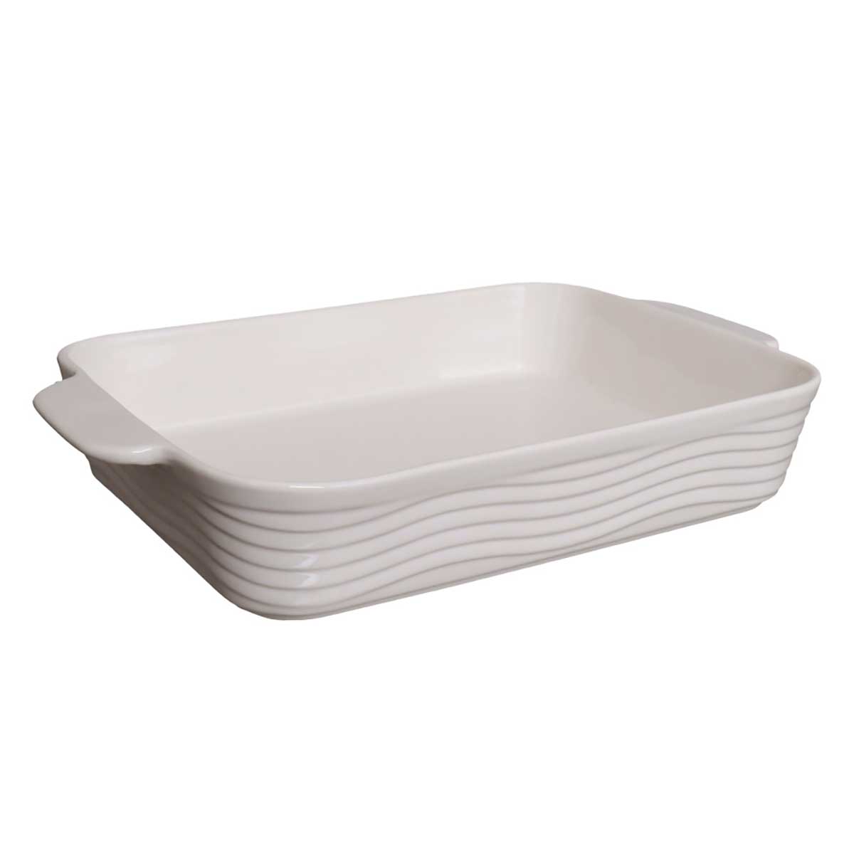 Travessa de cerâmica Sandy retangular branca 30cm Hauskraft