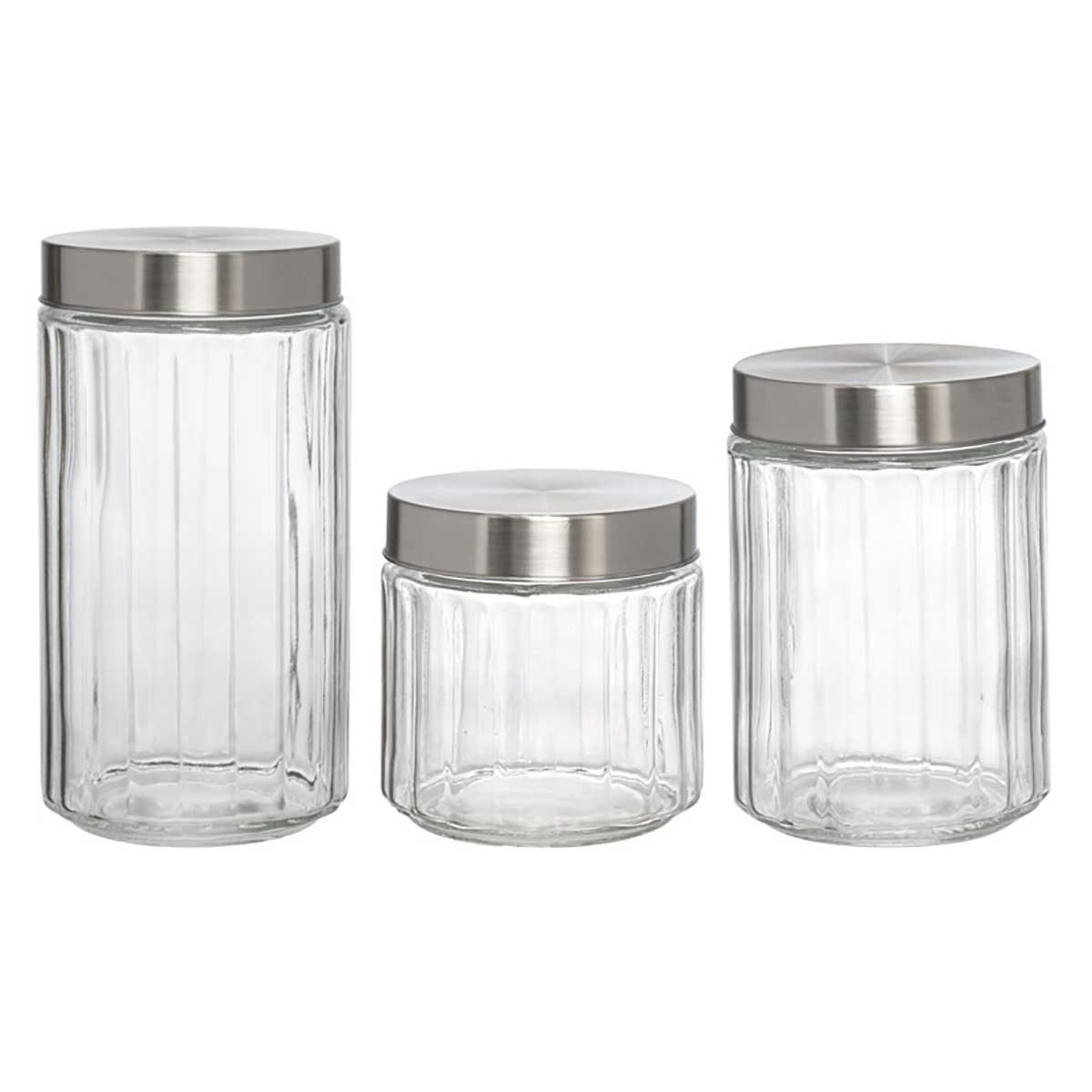 Conjunto Potes Redondo De Vidro Cabane 3 Peças Tampa Hermética Inox Hauskraft