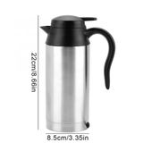 Garrafa Termica Eletrica 600ml Inox 12v Portatil Para Carro Viagem Barco Cafe Cha E Bebidas Quentes