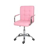 Cadeira Gomos Rosa Confort Home Office Diretor Leitura Manicure Estofada Base Giratória Cromada Com Regulagem De Altura