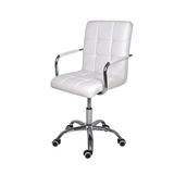Cadeira Gomos Branca Confort Home Office Diretor Leitura Manicure Estofada Base Giratória Cromada Com Regulagem De Altura