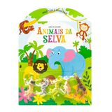 Livro De Colorir Infantil+lápis De Cor+5 Mini Animais Selva