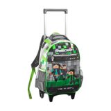 Mochila Escolar 2em1 Costas E Rodas Gamecraft Time Verde