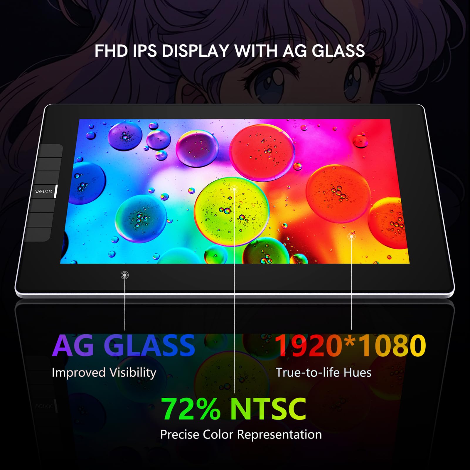 Tablet De Desenho Veikk Vk1200 V2 Com Tela Totalmente Laminada De