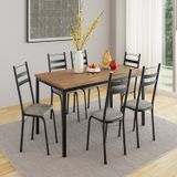 Conjunto Sala De Jantar Mesa Retangular Tampo Bp Com 6 Cadeiras Adriana Preto/grafiato