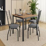 Conjunto Sala De Jantar Mesa Quadrada 90cm Tampo Bp Com 4 Cadeiras Adriana Preto/platina