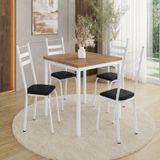 Conjunto Sala De Jantar Mesa Quadrada 90cm Tampo Bp Com 4 Cadeiras Adriana Branco/preto/ Demolição