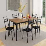 Conjunto Sala De Jantar Mesa Retangular Tampo Bp Com 6 Cadeiras Adriana Preto/demolição