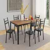 Conjunto Sala De Jantar Mesa Retangular Tampo Bp Com 6 Cadeiras Adriana Preto/silver/ Demolição