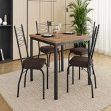 Conjunto Sala De Jantar Mesa Quadrada 90cm Tampo Bp Com 4 Cadeiras Adriana Preto/cacau
