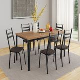 Conjunto Sala De Jantar Mesa Retangular Tampo Bp Com 6 Cadeiras Adriana Preto/cacau/ Demolição