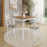 Conjunto Sala De Jantar Mesa Quadrada 90cm Tampo Bp Com 4 Cadeiras Adriana Branco/grafiato/ Demolição