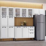 Cozinha Compacta Em Aço 4 Peças 14 Portas 2 Gavetas Paneleiro Duplo Em Aço New Premium Itatiaia Branco