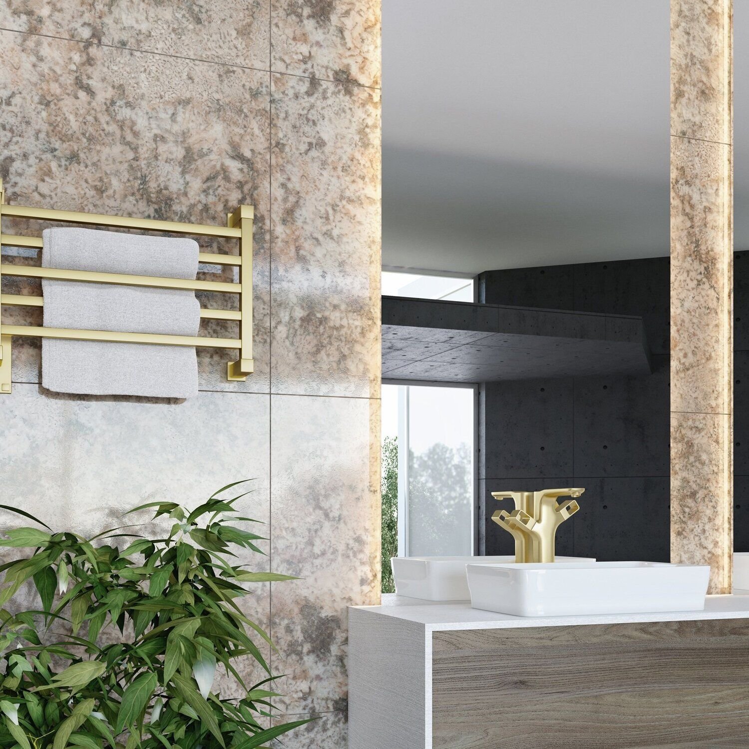 Toalheiro Elétrico Luxo Bivolt E Bilateral Dourado Claro