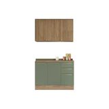 Cozinha Modulada Kappsberg Botanic Botanic 3 Peças (1aéreo+1balcão+1complemento) C3p15 Nogueira/verde Oliva-kappesberg