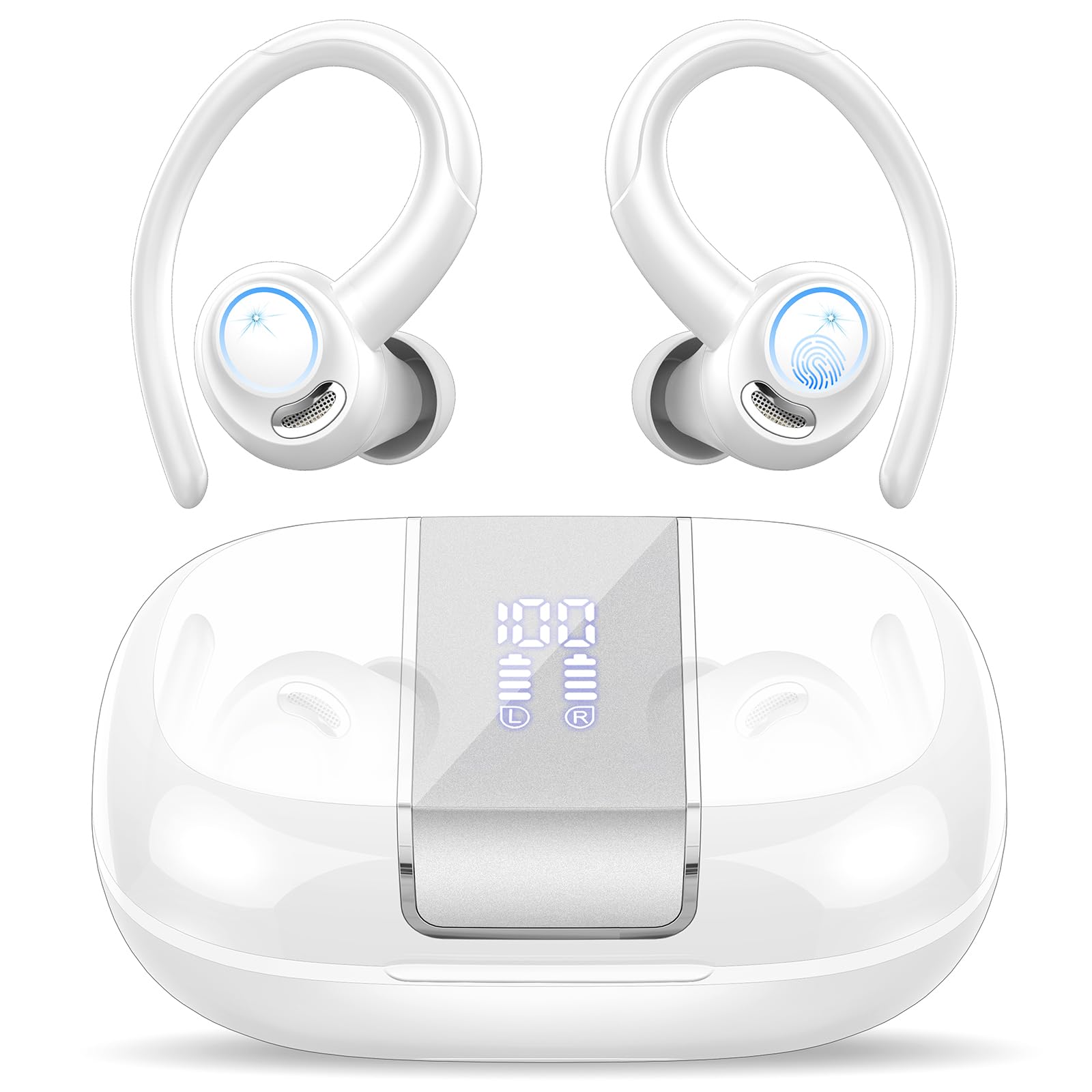 Fones De Ouvido Sem Fio Csasan Sport Bluetooth 5.3 Over Ear White
