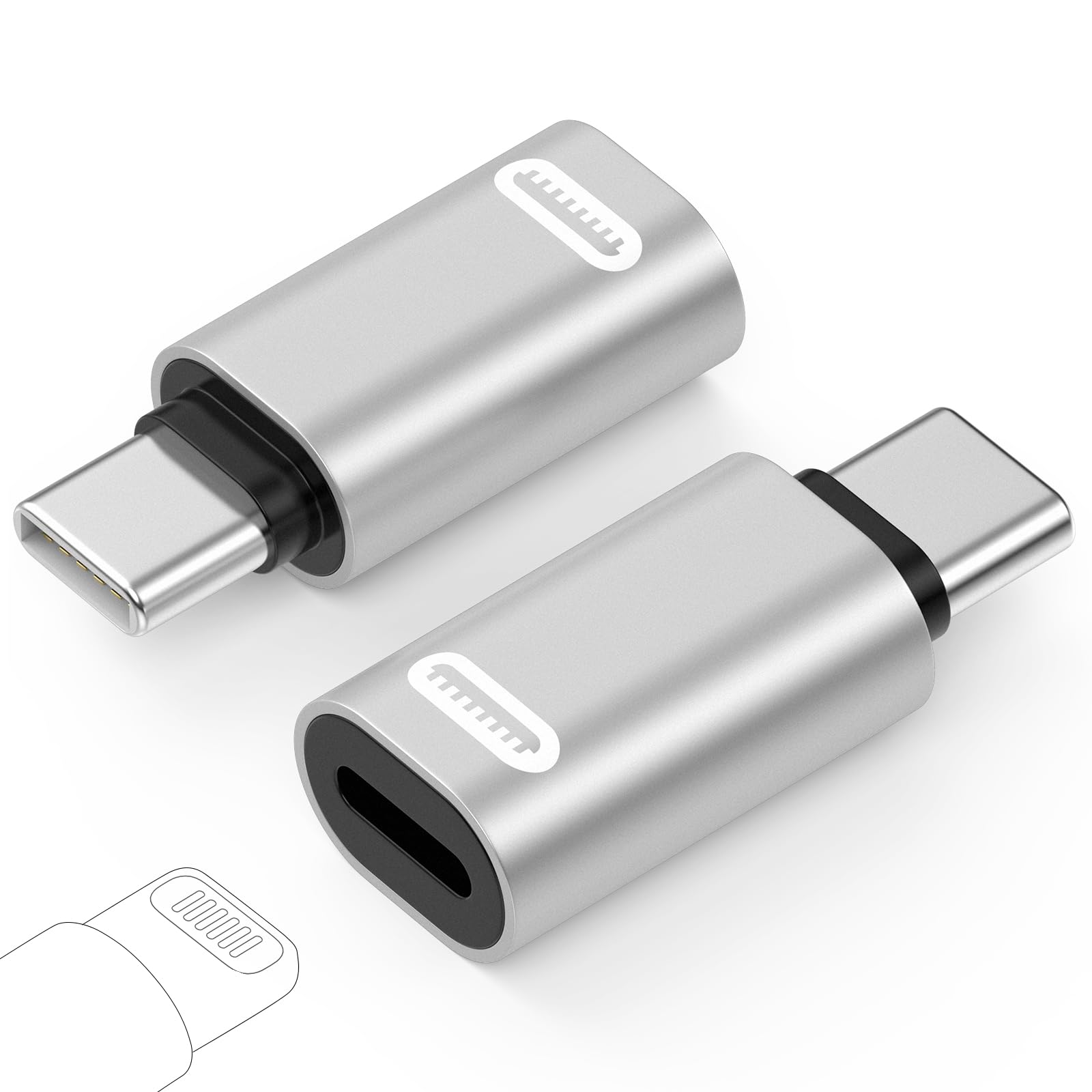Adaptador Moko Lightning Feminino Para Usb C Macho Para Iphone Silver