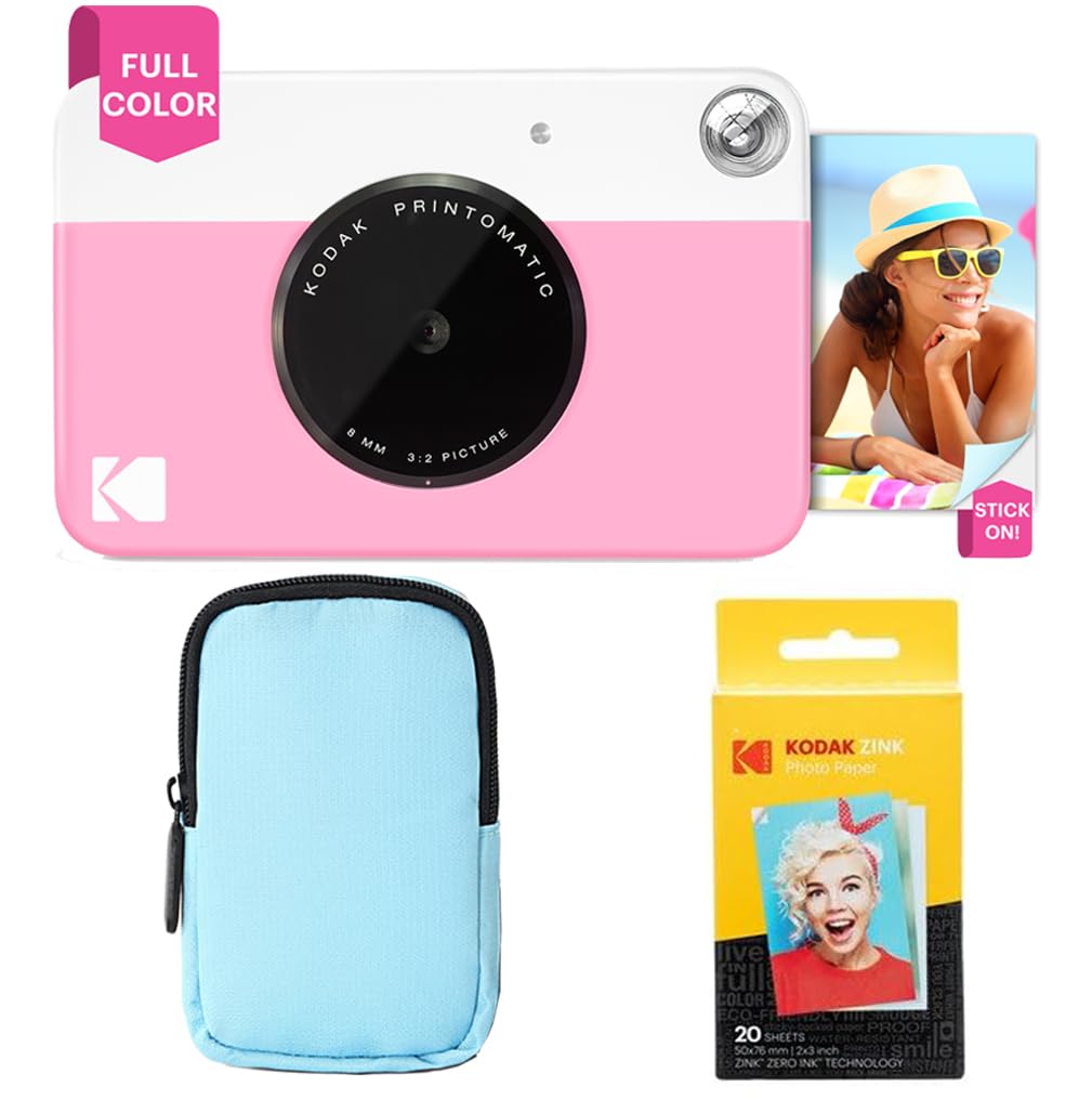 Câmera De Impressão Instantânea Kodak Printomatic Starter Bundle Rosa
