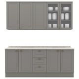 Cozinha Modulada 200 Cm Ce854 Americana Cinza Calcare Henn