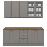 Cozinha Modulada 200cm Ce854 Americana Cinza Nature Henn