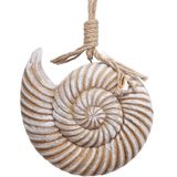 Enfeite Decorativo Concha Caracol De Madeira Casa Praia 21cm