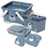 Kit Caixa Porta Fraldas Com Alça, Caixa Com Alça, Porta Chupetas, Porta Lenço Umedecido E Saboneteira Urso Plasutil