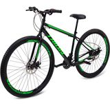 Bicicleta Aro 29 Mtb 7v Index Freio A Disco Suspensão Quadro Aço Tridal Bike - Preto/verde