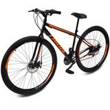 Bicicleta Aro 29 Mtb 7v Index Freio A Disco Quadro Aço Tridal Bike - Preto/laranja