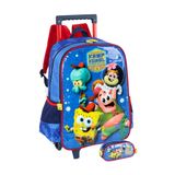 Kit Escolar Bob Esponja Mochila Roda + Estojo D - Azul