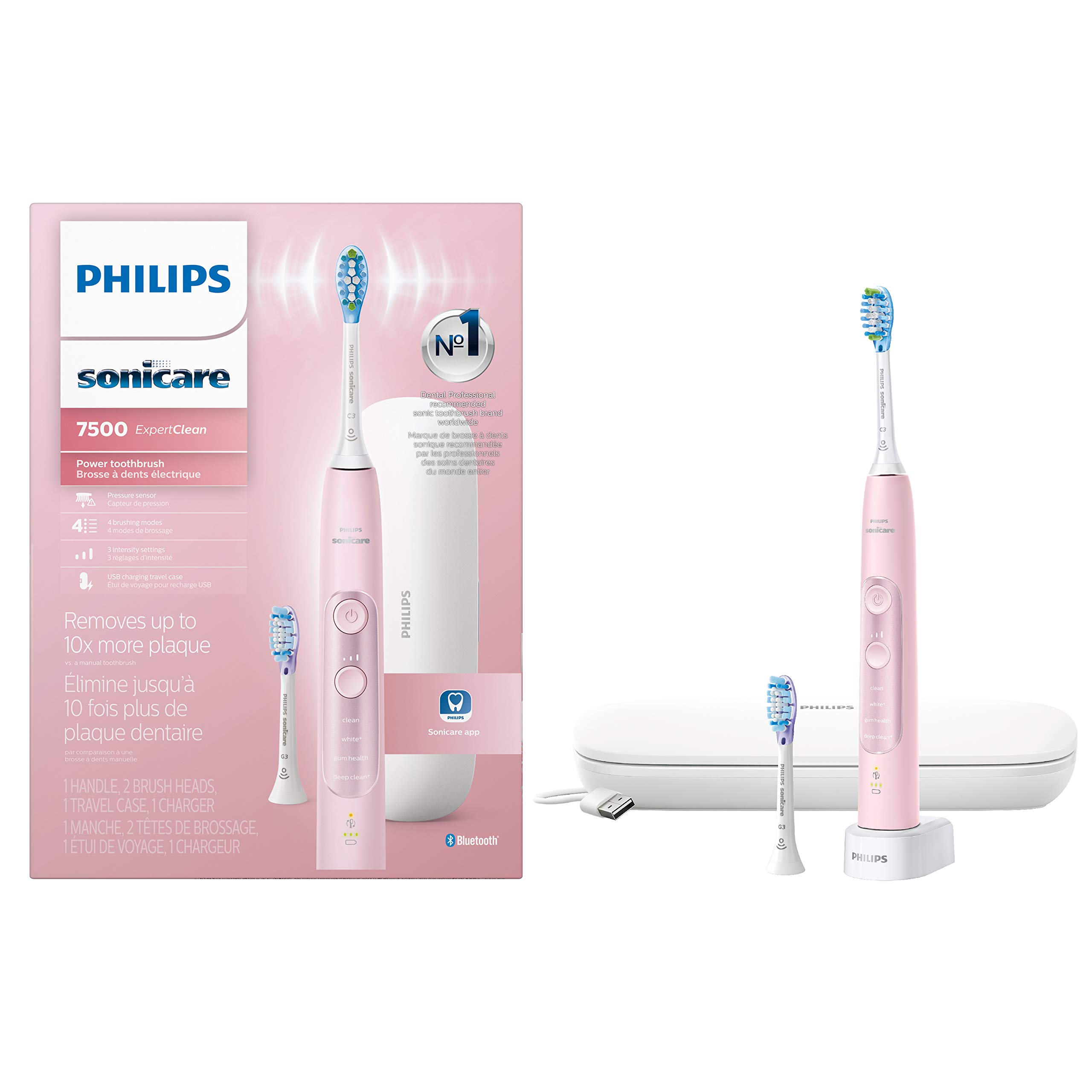 Escova De Dentes Elétrica Philips Sonicare Expertclean 7500 Rosa