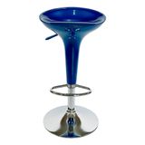 Banqueta Alta Tulipa Azul Com Pistão Gás E Altura Ajustável